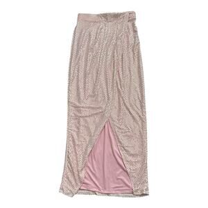 SHEIN Womens Size XS Pink Pull On Sequined Slit Midi Skirt